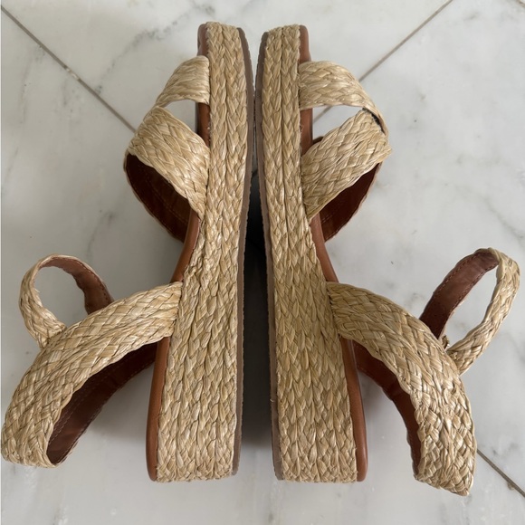 Dune London Euro 41 Straw Tan Natural Fiber Platform Ankle Wrap Sandals US Sz 10 - Picture 6 of 9